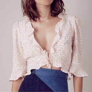 For Love & Lemons Aurora Tie Top Blouse